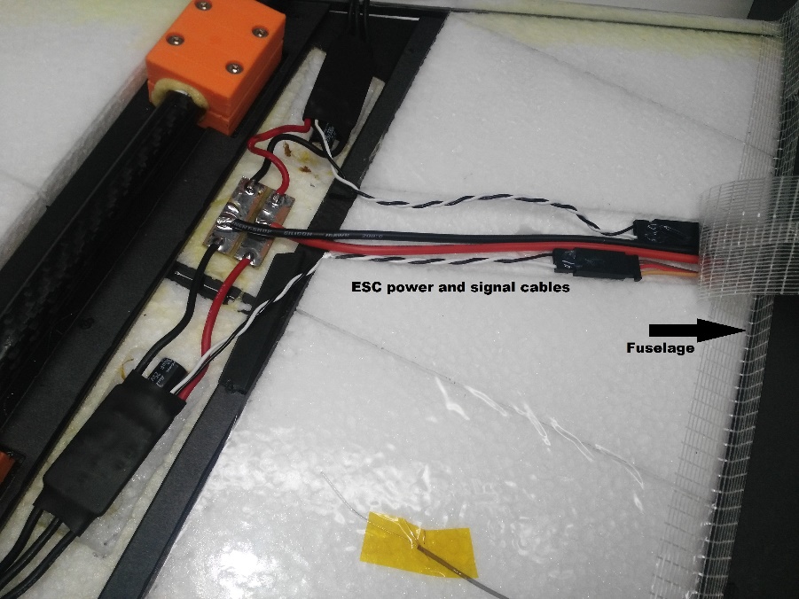 Connect ESC power and signal cables